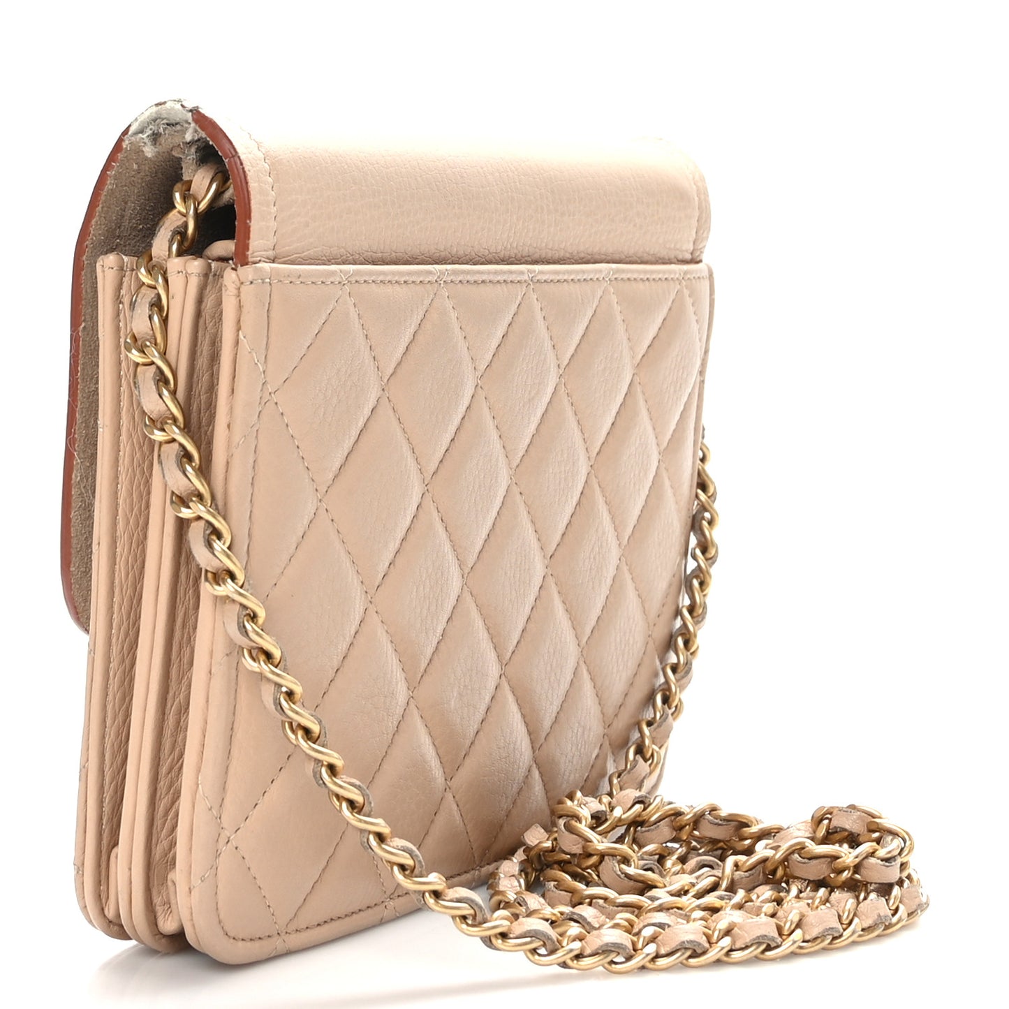 Calfskin Quilted Archi Chic Square Wallet On Chain WOC Beige