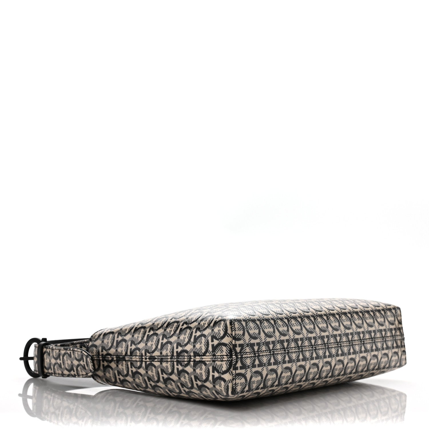 Salvatore Ferragamo Jacquard Trifolio Shoulder Bag Beige Black 4 of 9