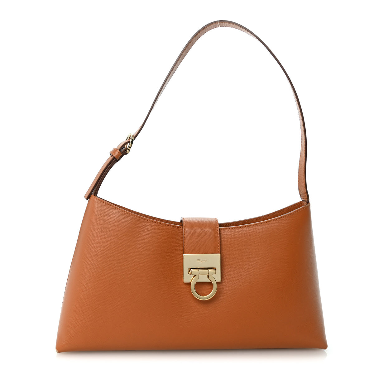 Hammered Calfskin Trifolio Shoulder Bag Brown