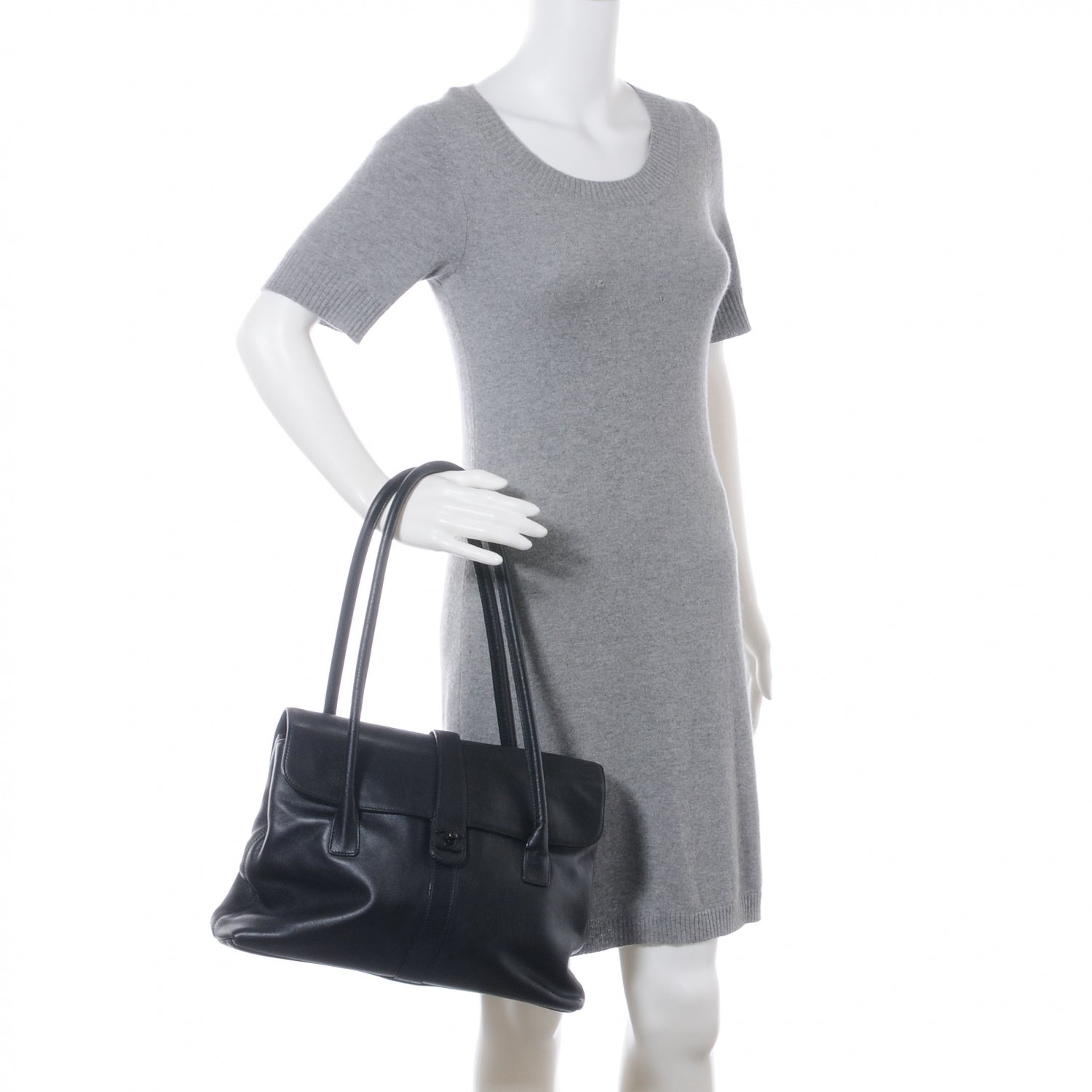 Chanel Calfskin Flap Shoulder Bag Black 2 of 8