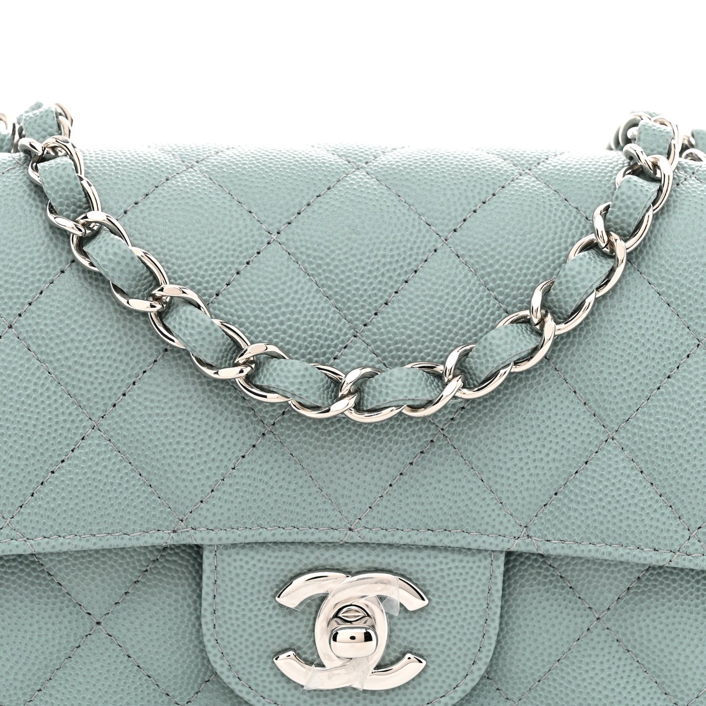 Caviar Quilted Mini Rectangular Flap Green