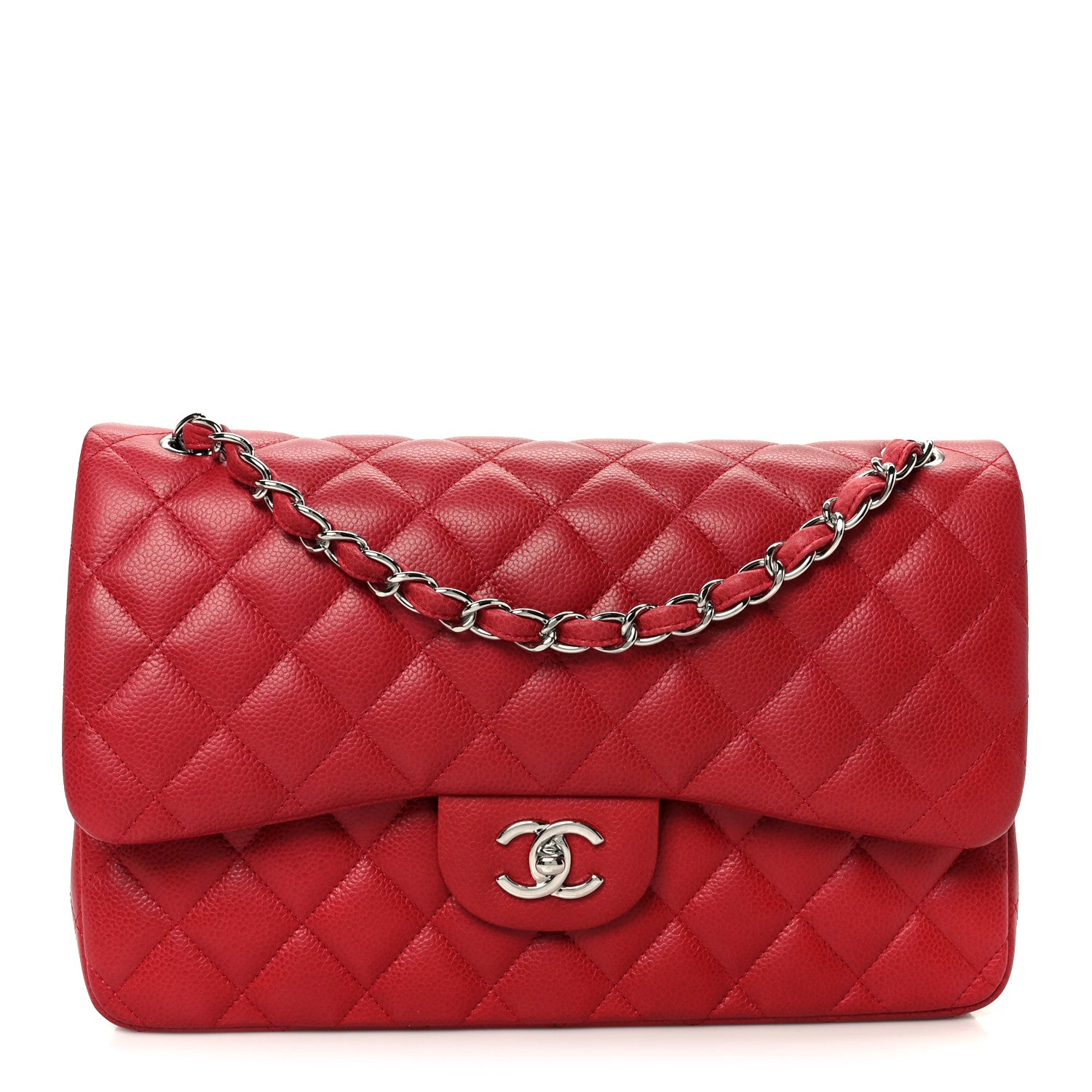 Chanel Caviar Quilted Jumbo Double Flap Dark Red 1 of 11