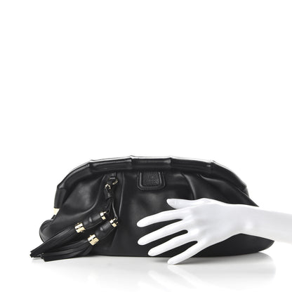 Gucci Calfskin Bamboo Frame Top Tassel Clutch Black 2 of 10