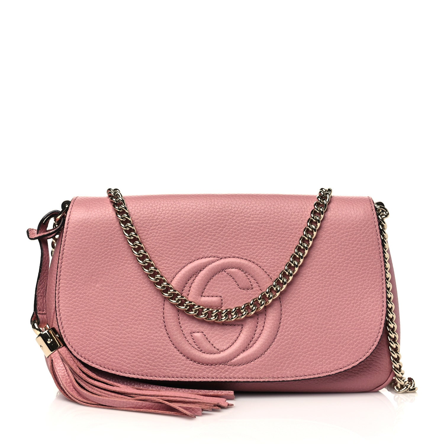 Gucci Pebbled Calfskin Medium Soho Flap Crossbody Pink 1 of 6