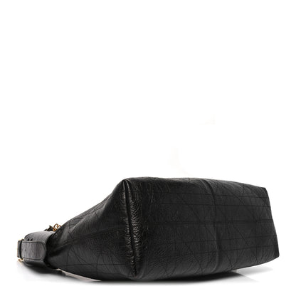 Christian Dior Crinkled Calfskin Macrocannage Large Voyage Bag Black 4 of 9