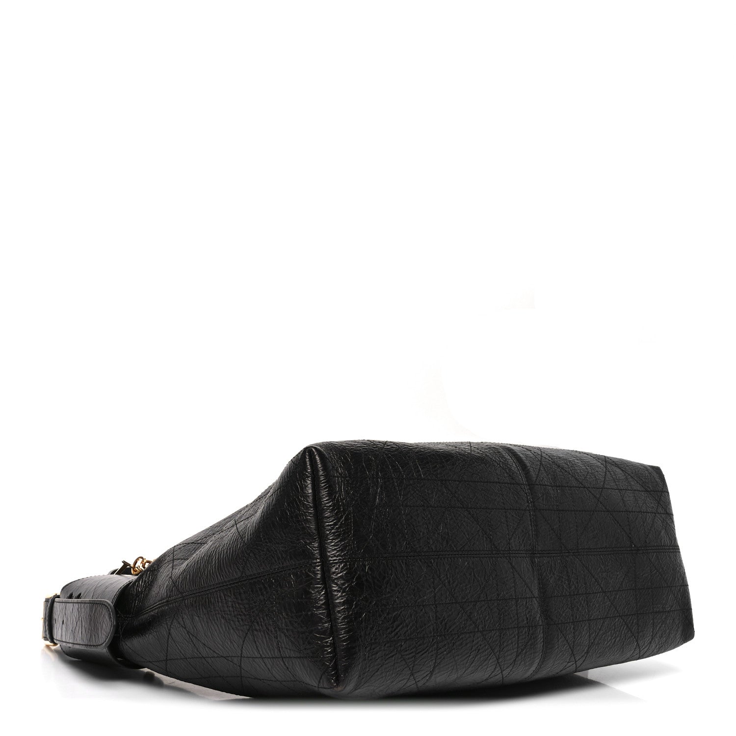 Christian Dior Crinkled Calfskin Macrocannage Large Voyage Bag Black 4 of 9