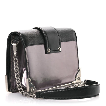 Prada Metallic Vitello Saffiano Cahier Bag Ferro Black 3 of 10