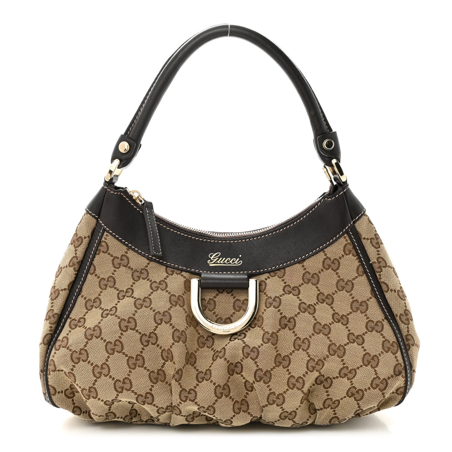 Monogram Medium D Gold Ring Hobo Dark Brown