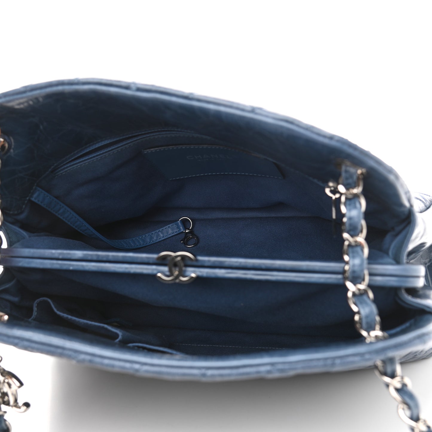 Aged Calfskin Large Just Mademoiselle Bowling Bag Blue