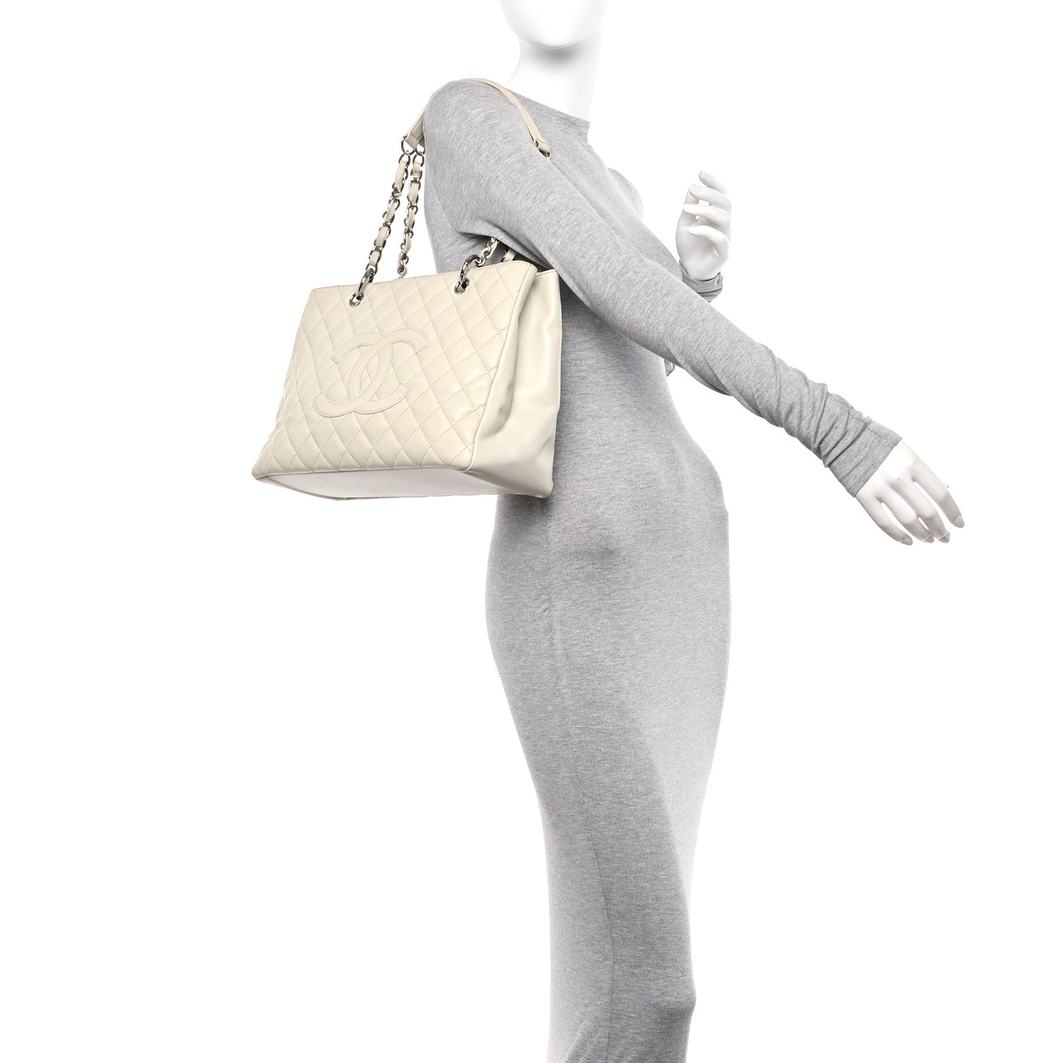 Chanel Caviar Quilted Grand Shopping Tote GST White 1 of 1