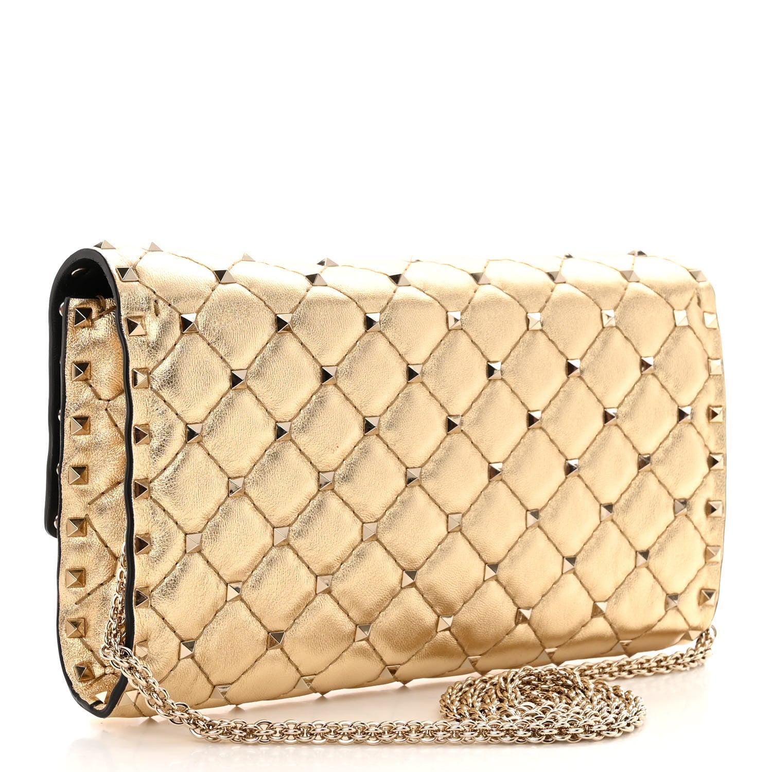 Valentino Garavani Metallic Nappa Rockstud Spike Wallet on Chain Mekong 3 of 10