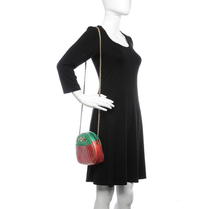 Gucci Laminated Nappa Trapuntata Mini Zumi Dome Shoulder Bag Rosso Jasmine Green Rame 2 of 8