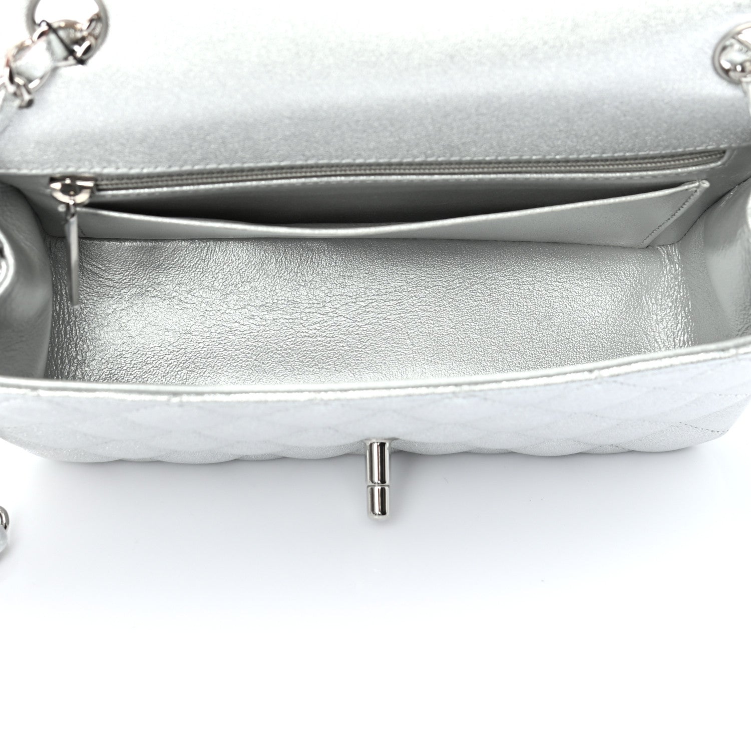 Chanel Metallic Lambskin Quilted Mini Rectangular Flap Silver 5 of 9