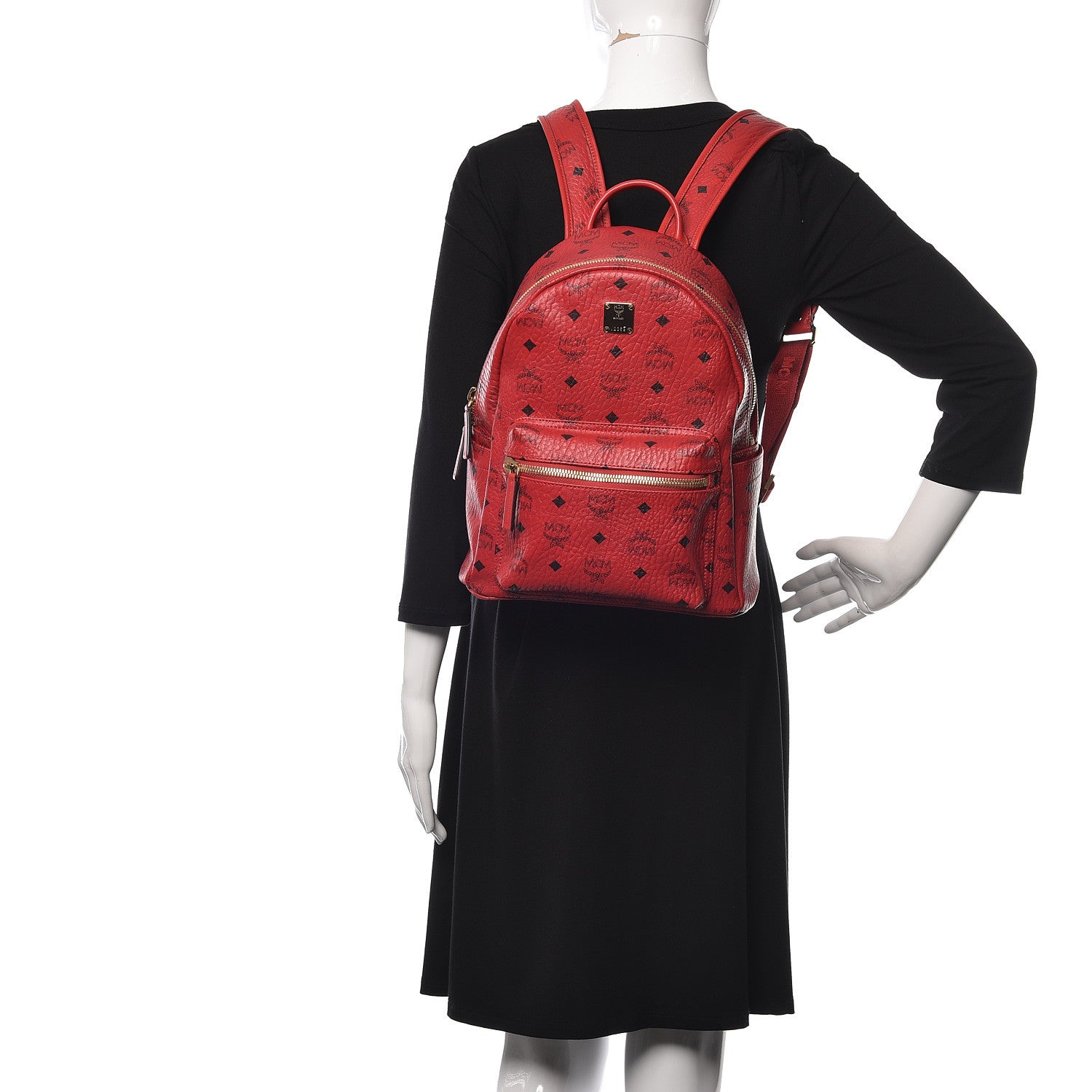 MCM Visetos Small Stark Backpack Red 2 of 12