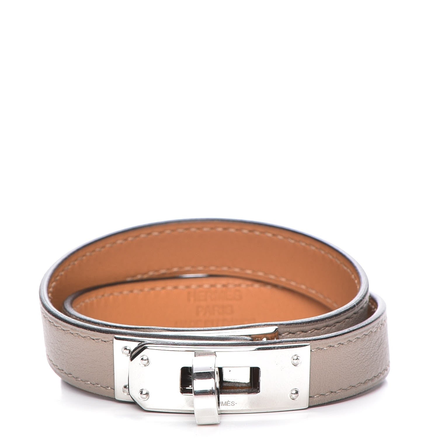 Hermes Swift Kelly Double Tour Bracelet T3 Etain 1 of 6