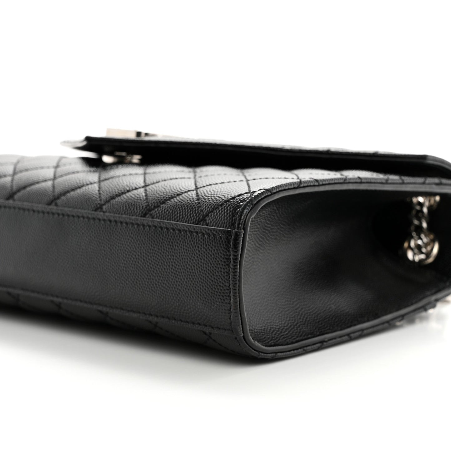 Grain De Poudre Textured Mixed Matelasse Triquilt Medium Monogram Satchel Black