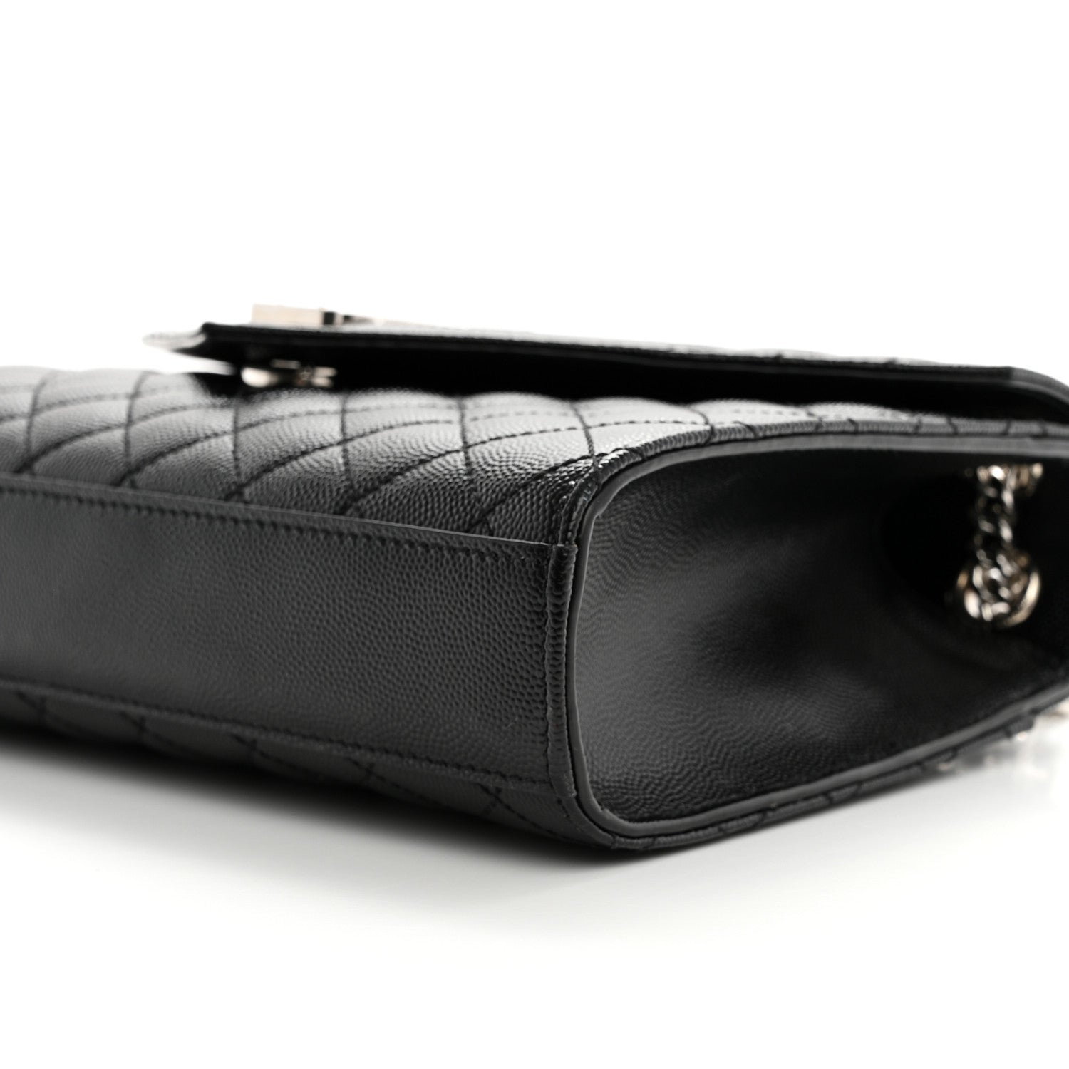 Saint Laurent Grain De Poudre Textured Mixed Matelasse Triquilt Medium Monogram Satchel Black 11 of 11