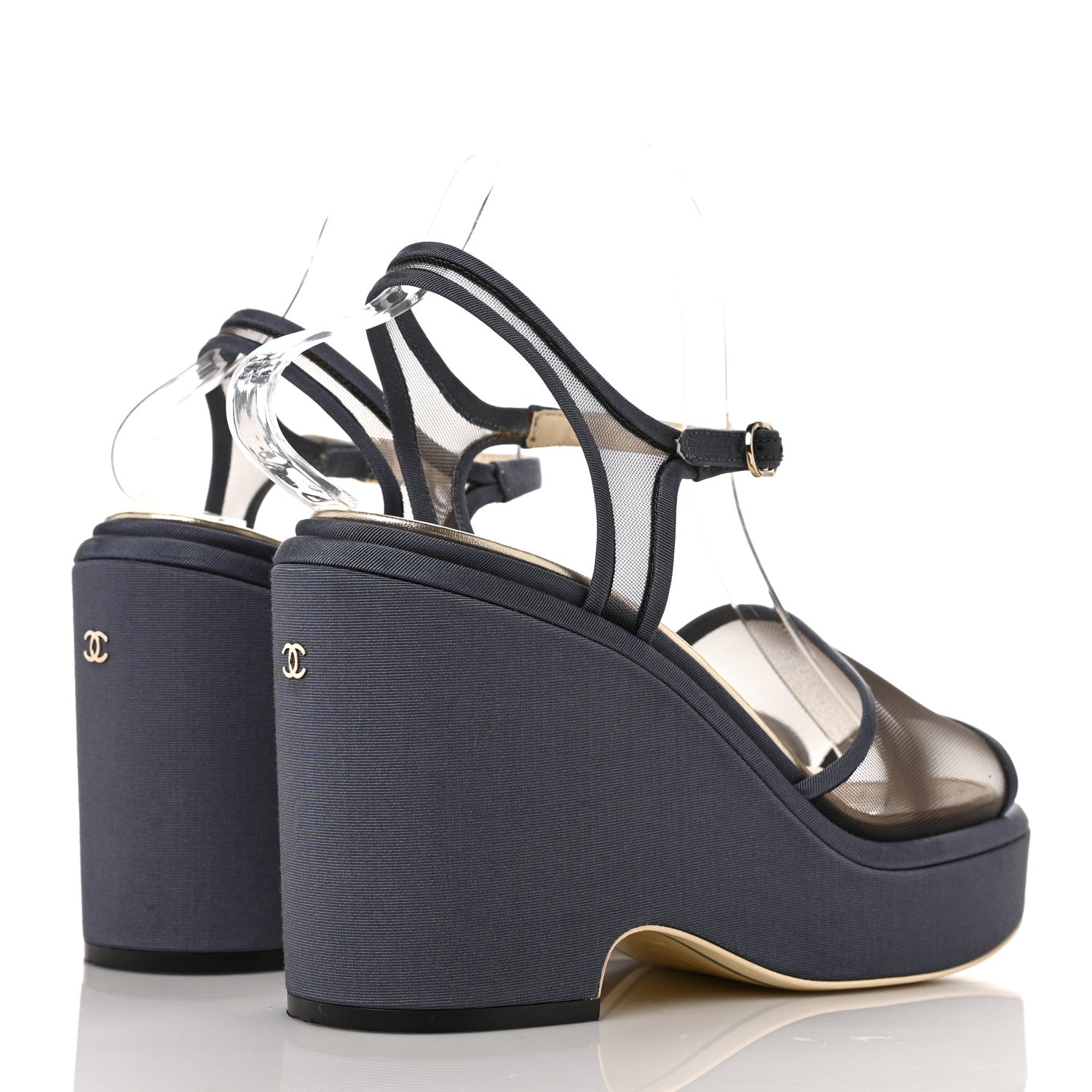 Chanel Mesh Wedge Sandals 41 Grey 4 of 11