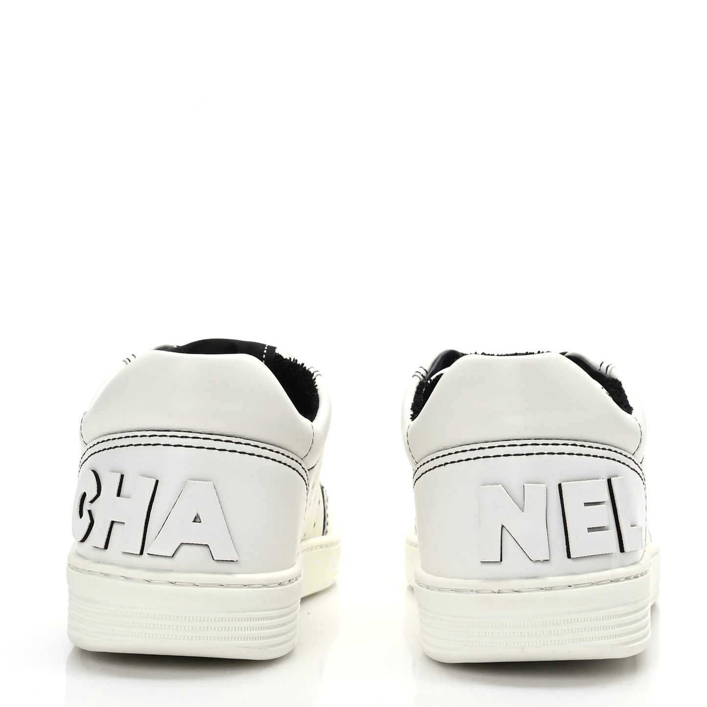 Calfskin Womens Logo Sneakers 36.5 Black White
