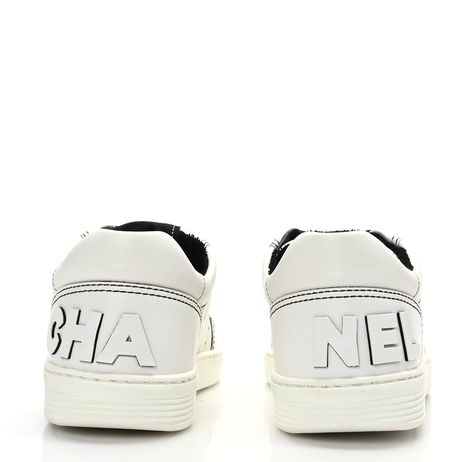 Chanel Calfskin Womens Logo Sneakers 36.5 Black White 5 of 7