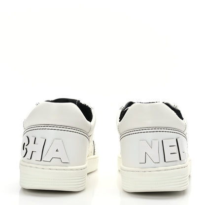 Chanel Calfskin Womens Logo Sneakers 36.5 Black White 5 of 7