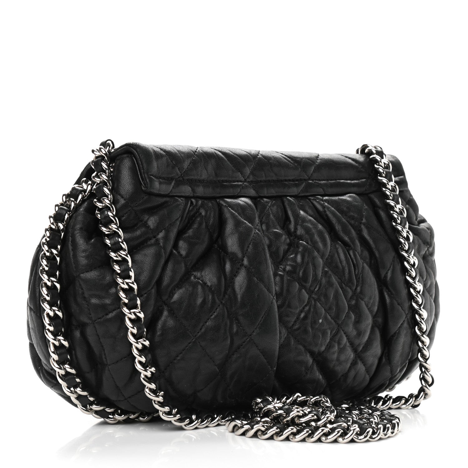 Chanel Washed Lambskin Quilted Medium Chain Around Messenger Black 3 of 11