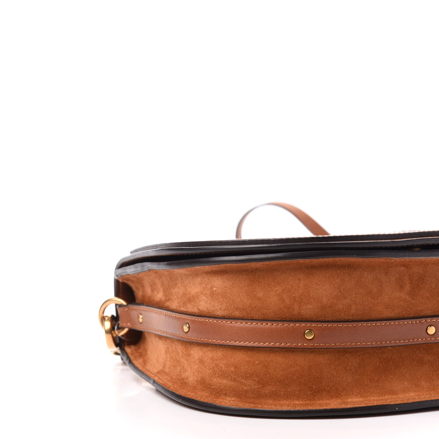 Calfskin Suede Medium Nile Bracelet Bag Caramel