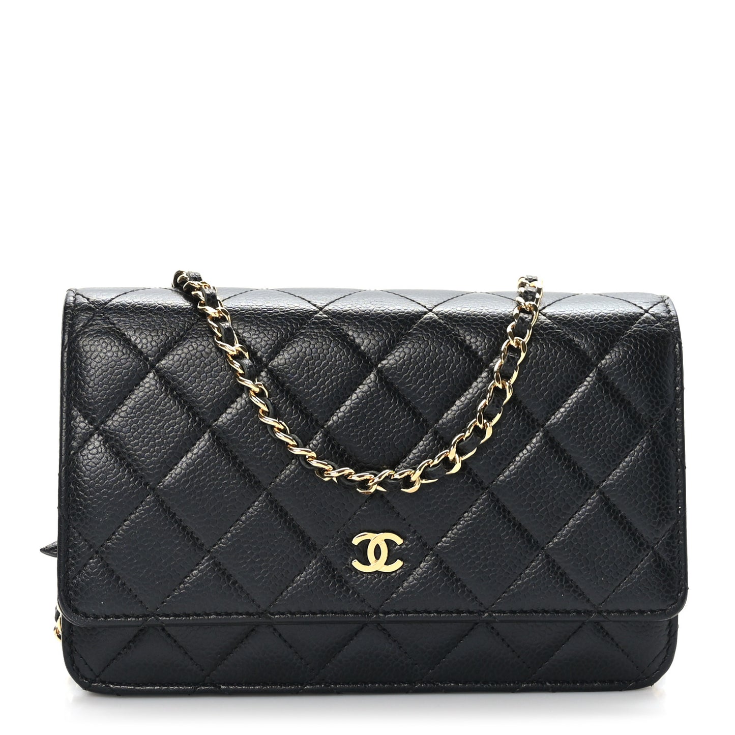Caviar Quilted Wallet on Chain WOC Black
