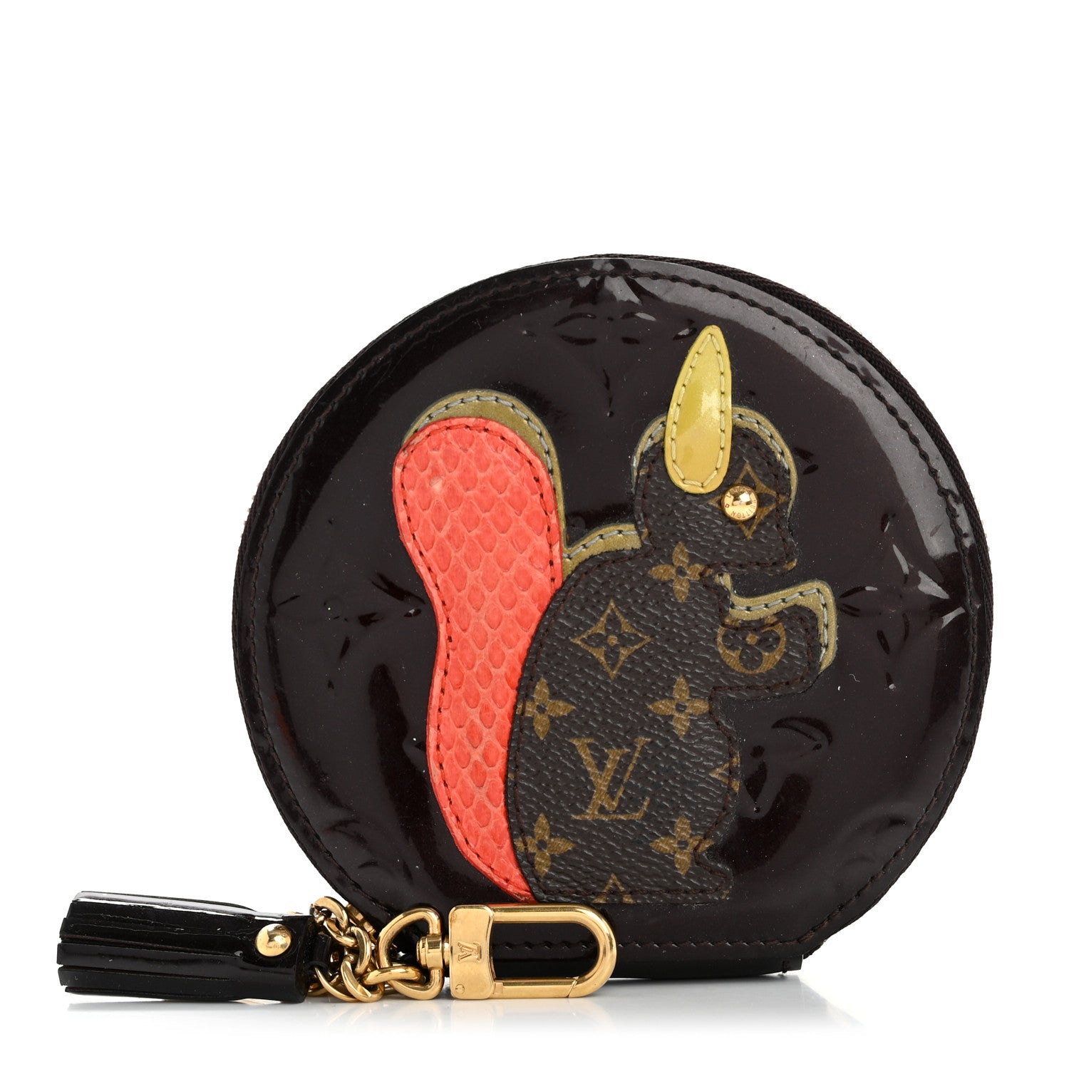 Louis Vuitton Vernis Animania Ecureuil Squirrel Round Coin Purse Amarante 1 of 11