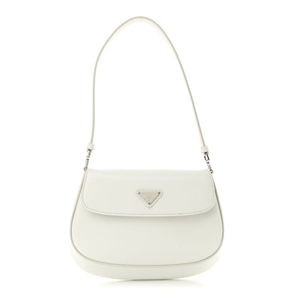Prada Spazzolato Cleo Flap Shoulder Bag White 1 of 10