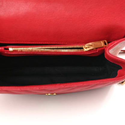 Saint Laurent Sheepskin Matelasse Chevron Monogram Medium College Bag Lipstick Red 5 of 9
