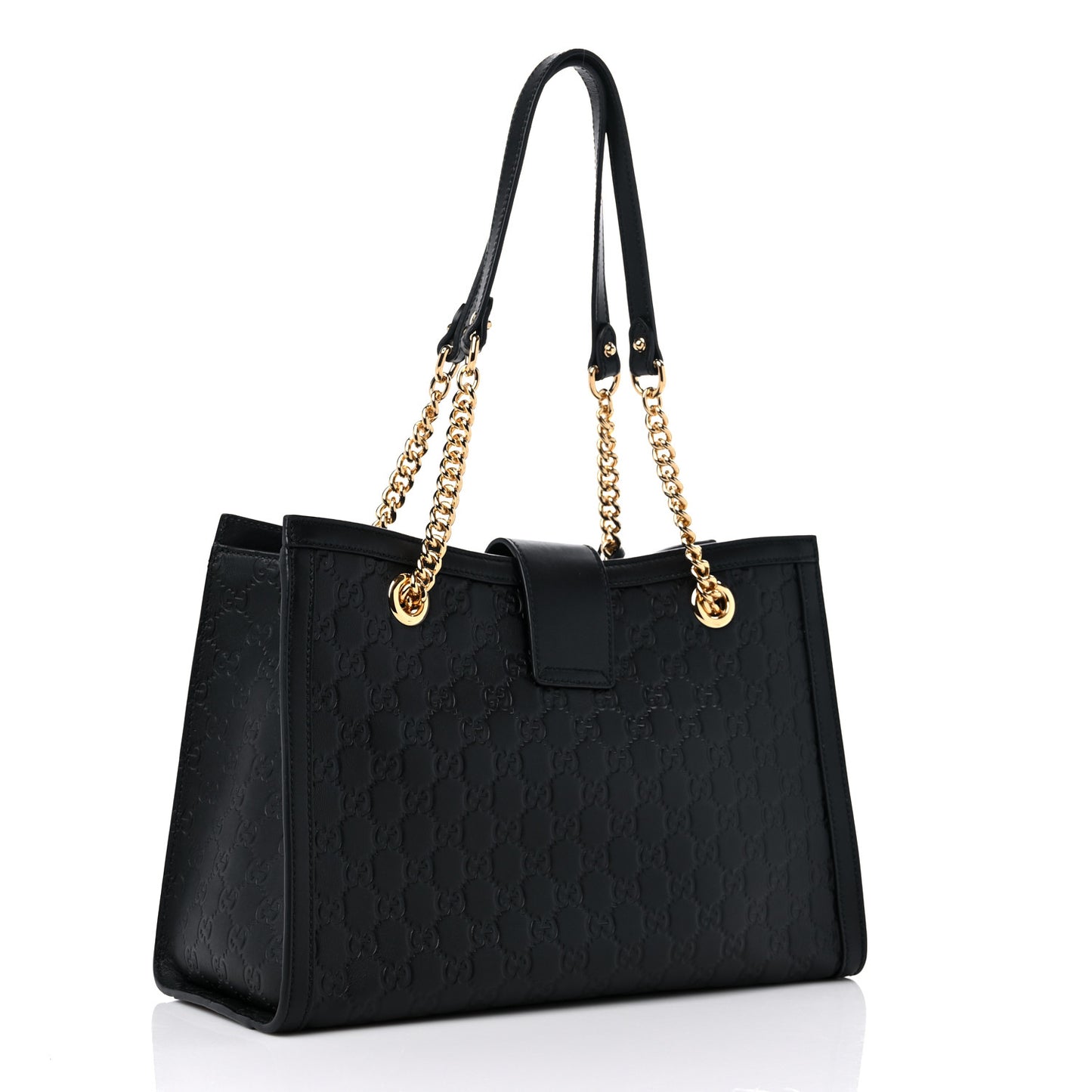 Guccissima Medium Padlock Tote Black