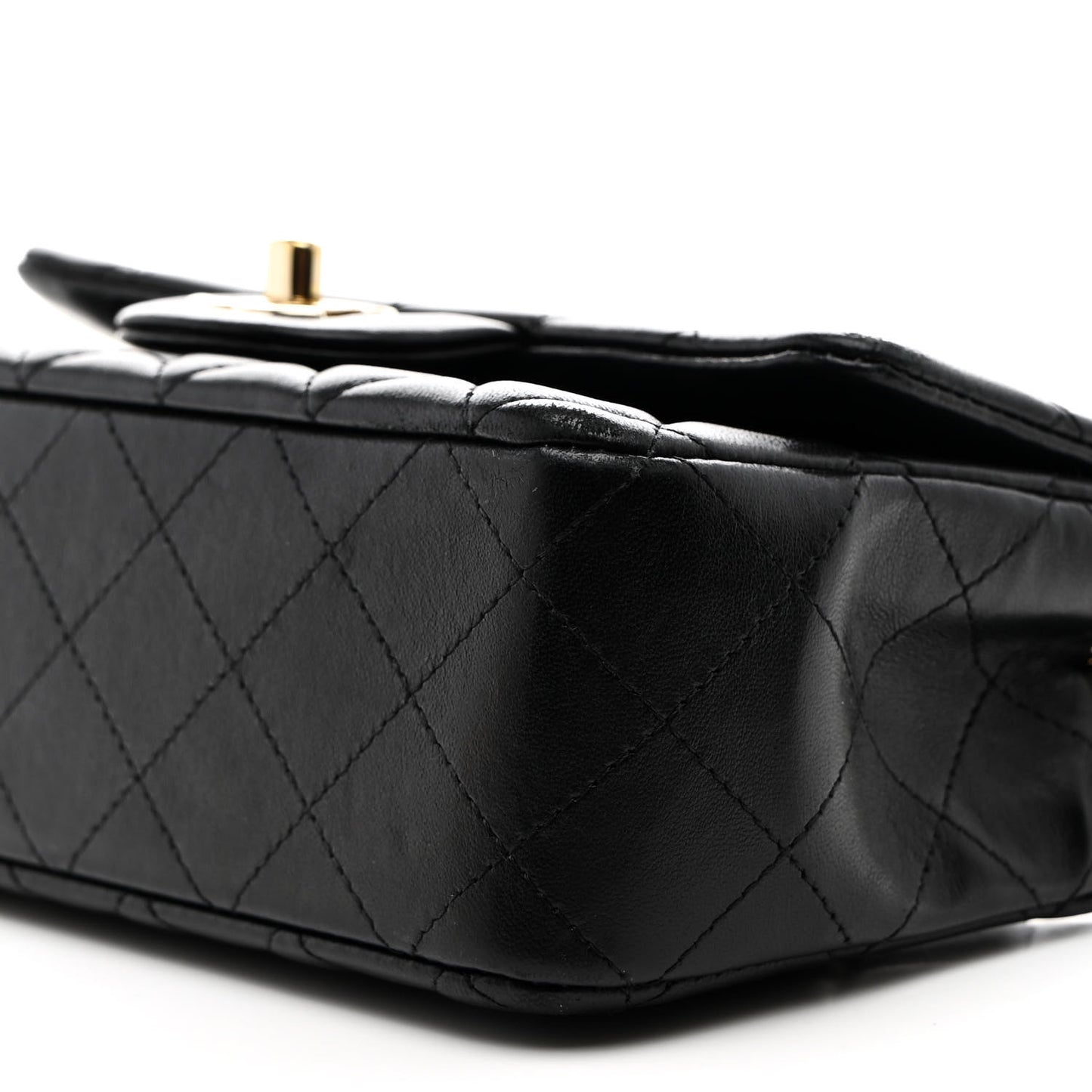 Lambskin Quilted Mini Rectangular Flap Black