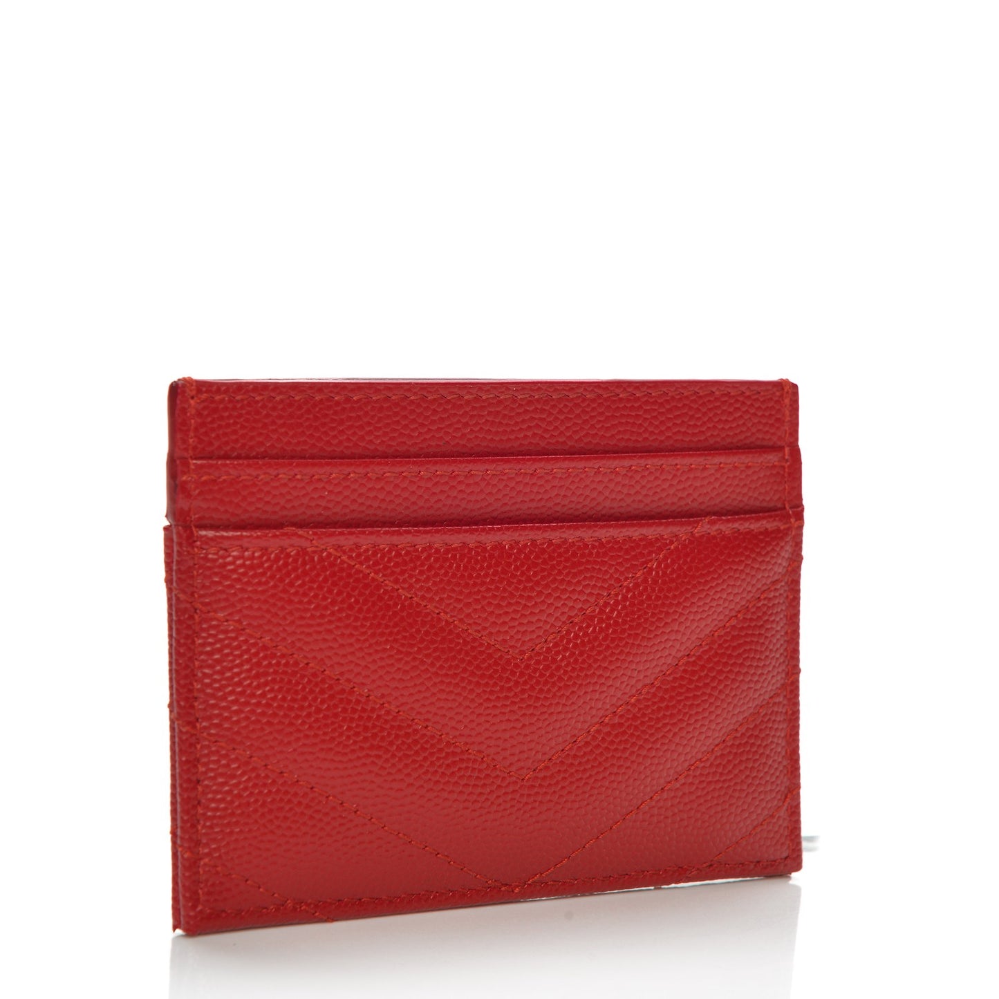 Grain De Poudre Matelasse Chevron Monogram Credit Card Case New Red