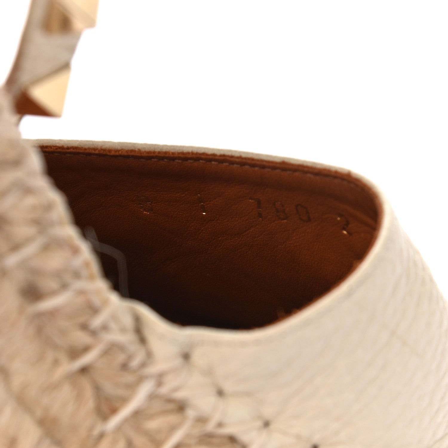 Valentino Garavani Grained Calfskin Rockstud Ankle Wrap Espadrille 15/85mm Wedges 36 Light Ivory 9 of 9