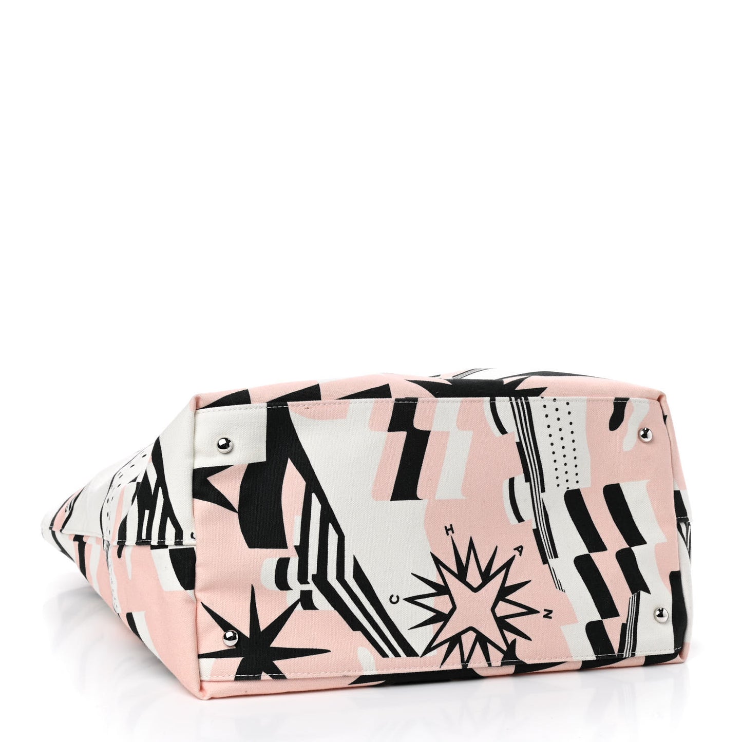 Canvas Cruise Print Tote Pink White Black