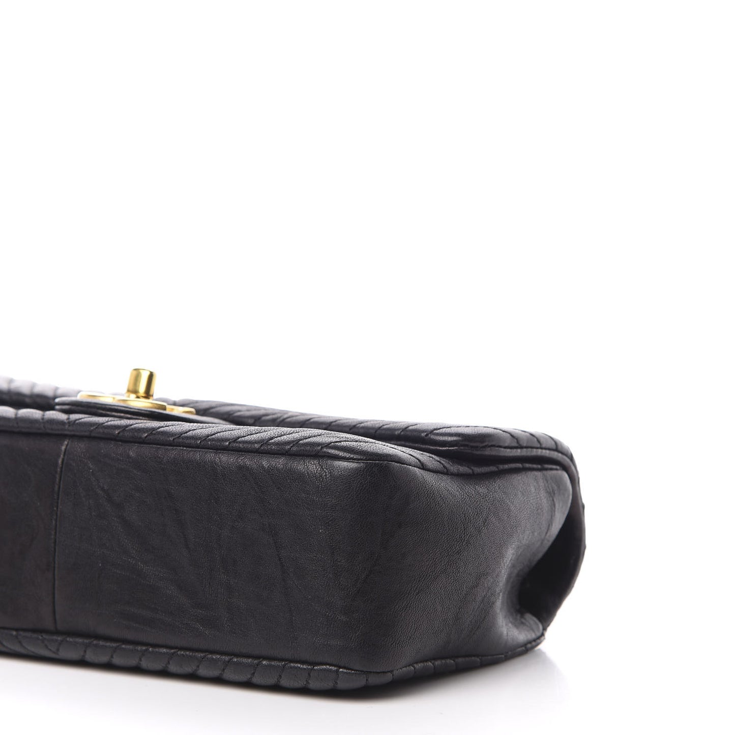 Calfskin Surpique Chevron Small Flap Black