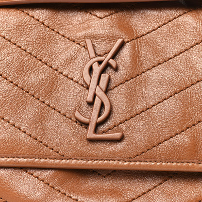 Saint Laurent Crinkled Calfskin Matelasse Monogram Medium Niki Chain Satchel Caramel 8 of 10