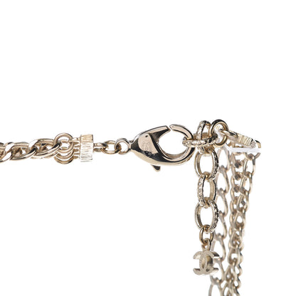 Chanel Multi Strand Chain Baguette Crystal CC Necklace Gold 6 of 7