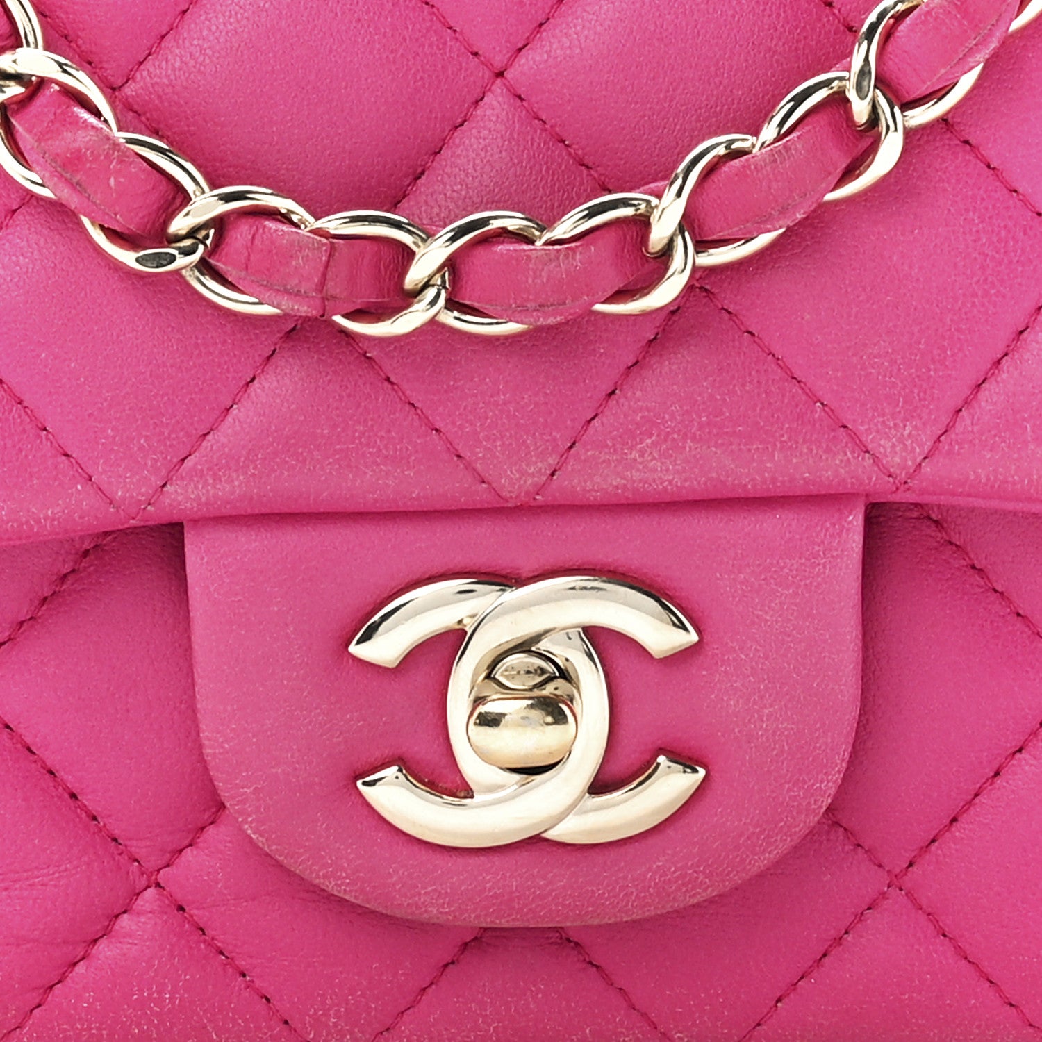Chanel Lambskin Quilted Mini Rectangular Flap Fuchsia 9 of 13