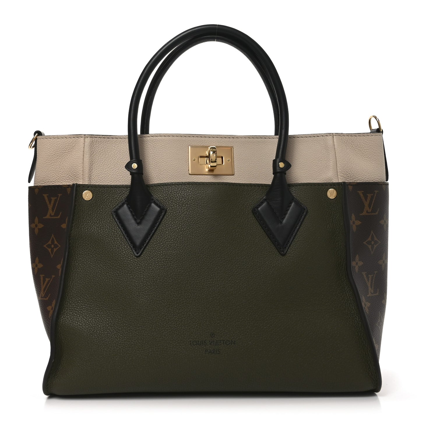 Calfskin Monogram On My Side MM Laurier Green Toffee Latte Beige