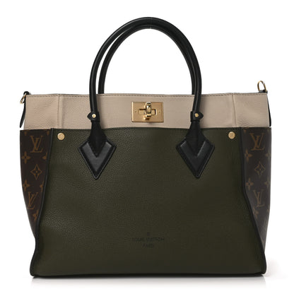 Louis Vuitton Calfskin Monogram On My Side MM Laurier Green Toffee Latte Beige 1 of 9