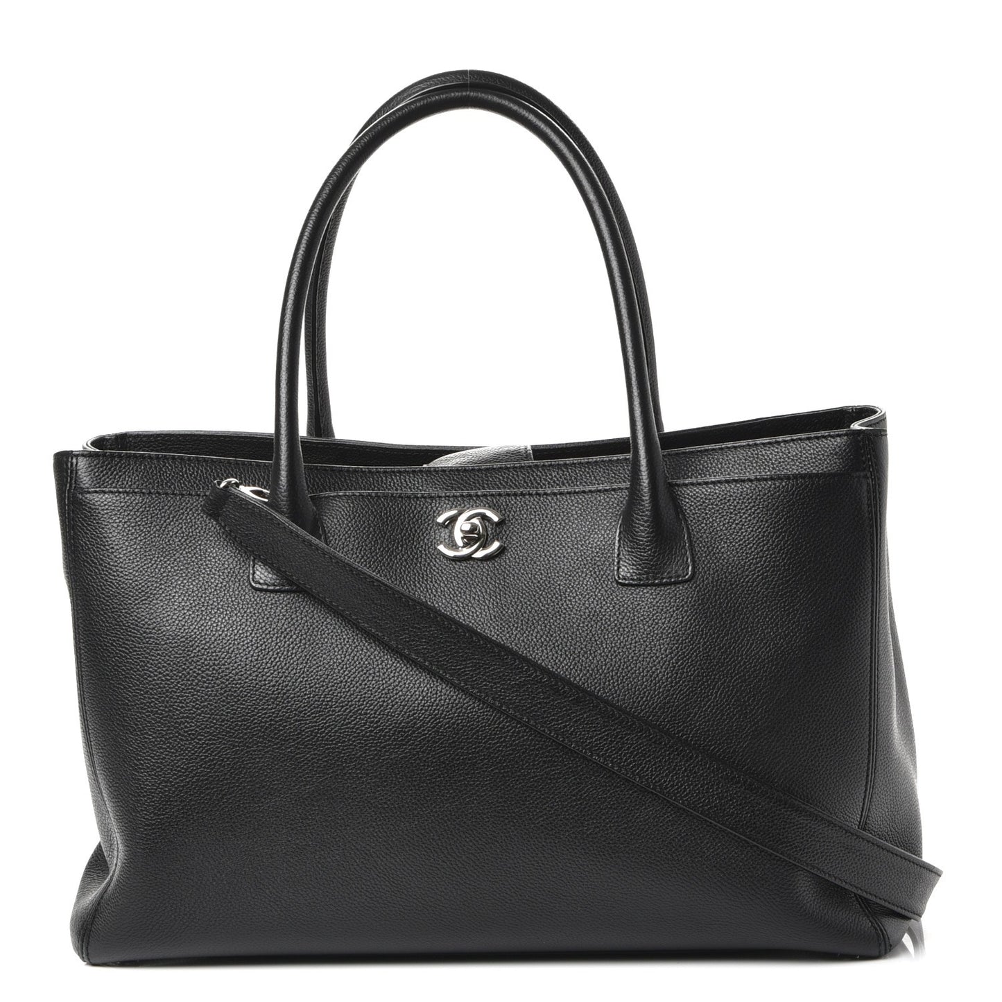 Calfskin Cerf Executive Shopper Tote Black