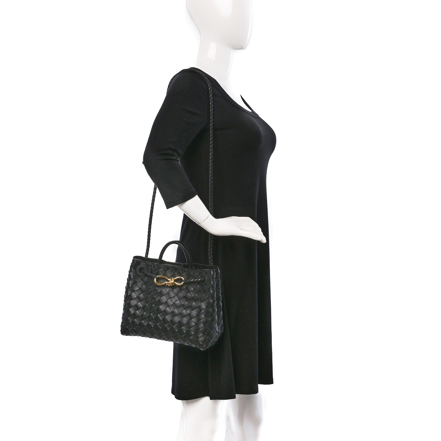 Bottega Veneta Nappa Intrecciato Small Andiamo Shoulder Bag Black 2 of 10