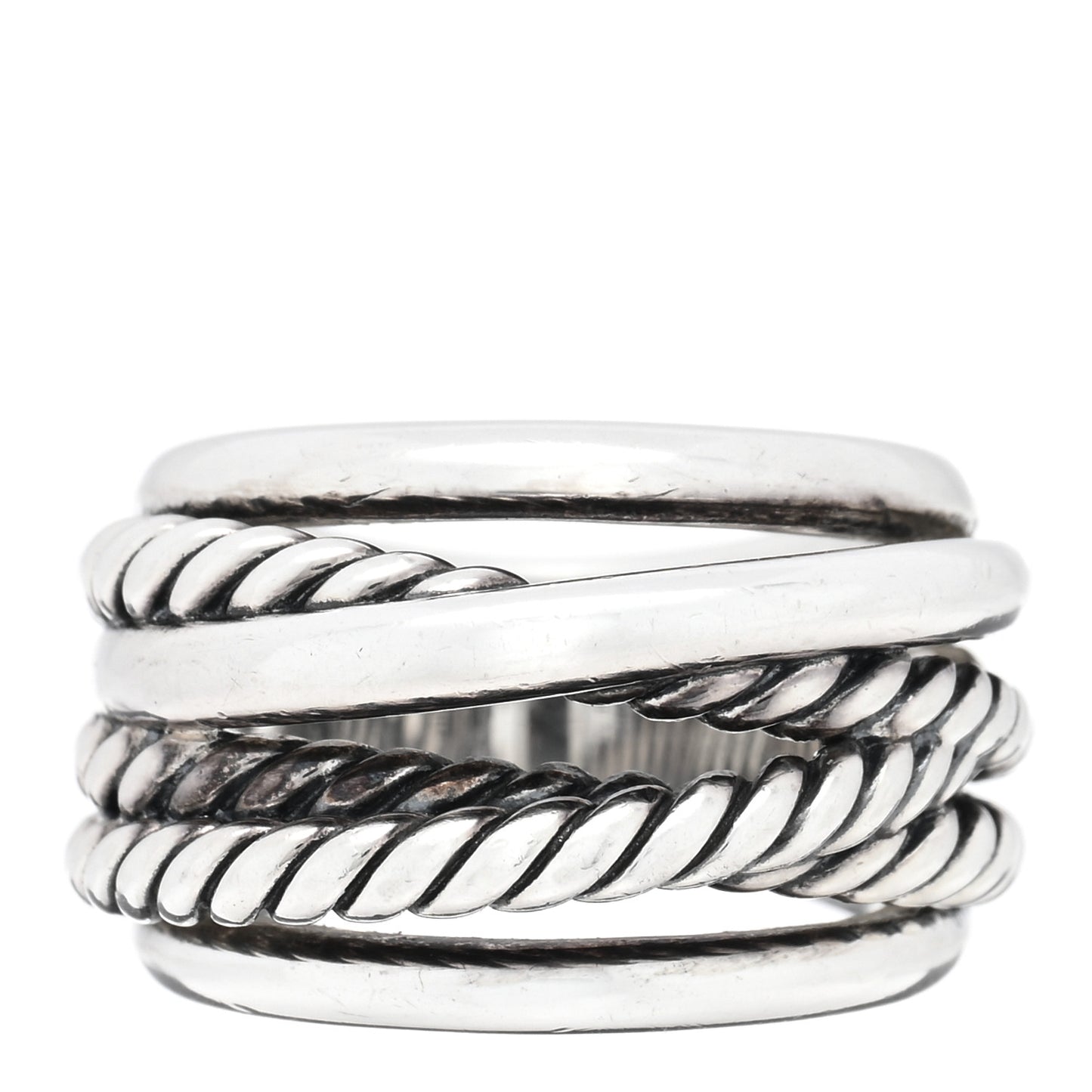Sterling Silver Wide Crossover Cable Ring 49 4.75