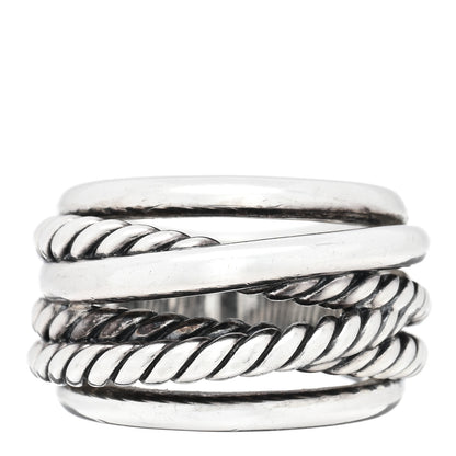David Yurman Sterling Silver Wide Crossover Cable Ring 49 4.75 1 of 5
