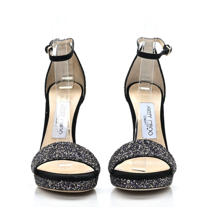Jimmy Choo Dusty Glitter Misty 120 Sandals 35.5 Twilight Black 2 of 7