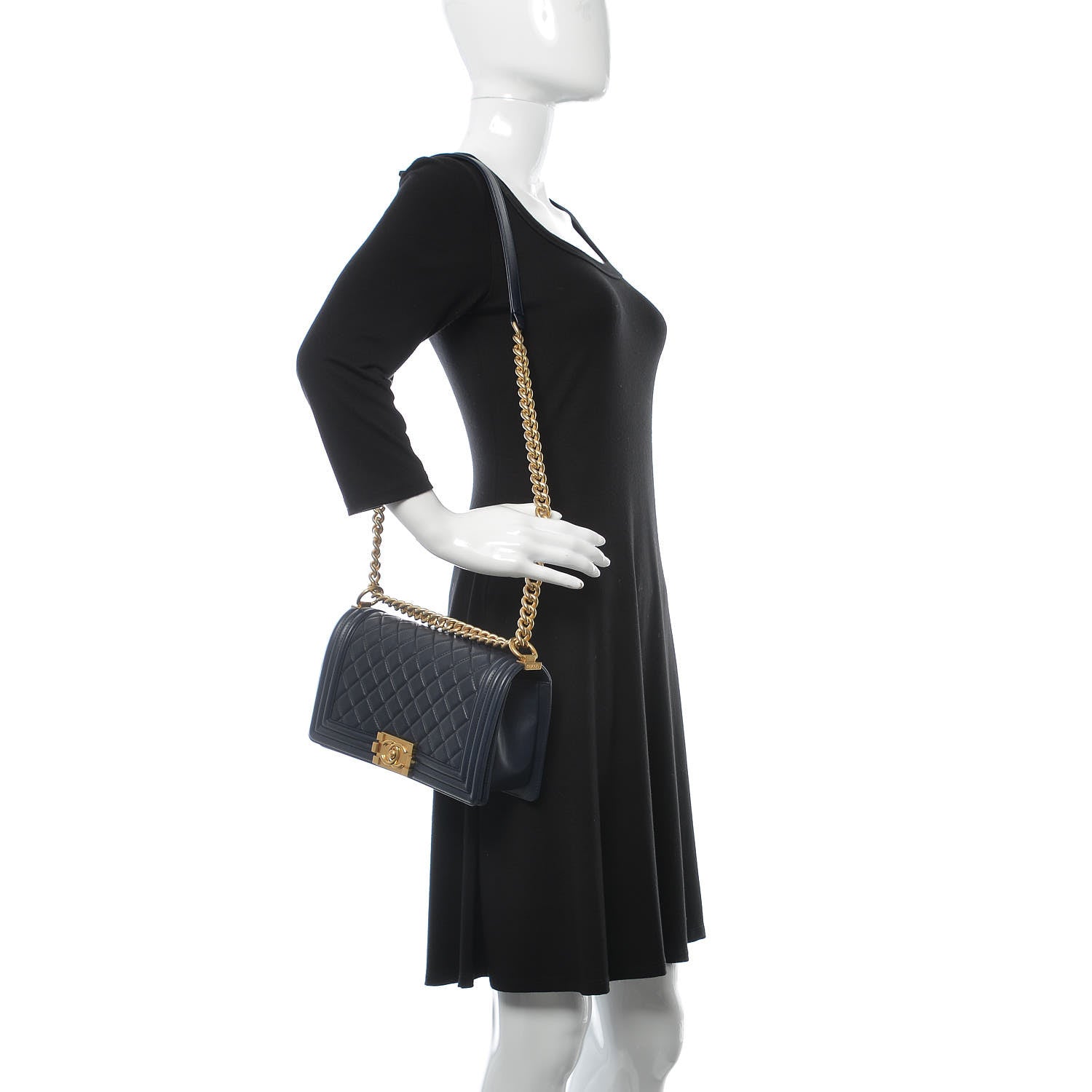 Chanel Lambskin Quilted Medium Boy Flap Navy 2 of 12