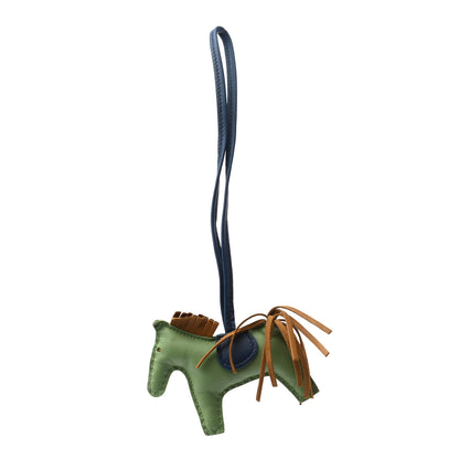 Hermes Milo Lambskin Grigri Rodeo Horse Bag Charm PM Vert Criquet Sesame Bleu de Malte 1 of 4