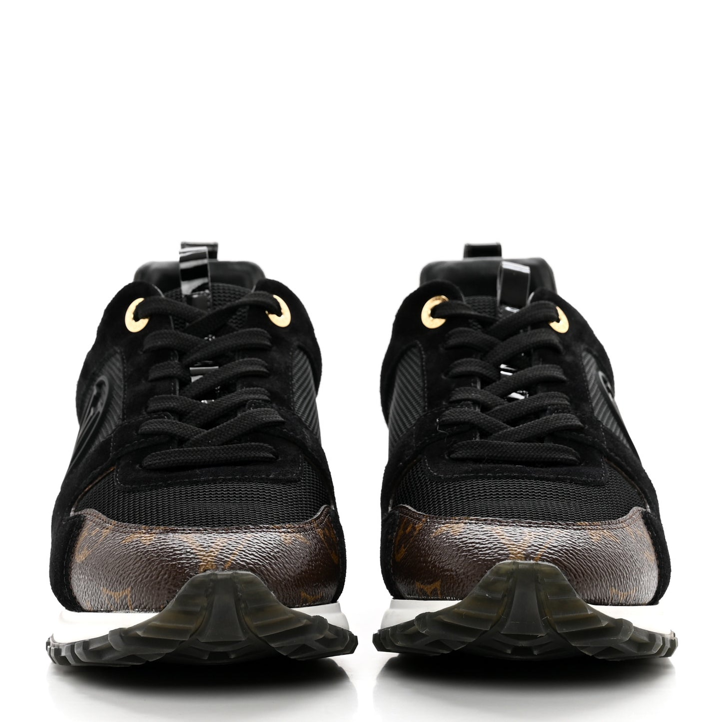 Suede Monogram Run Away Sneakers 38.5 Black